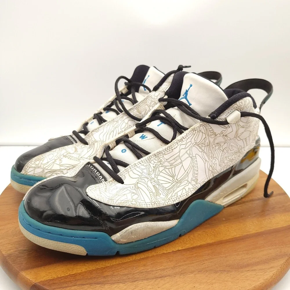 Nike Air Jordan Dub Zero White Mens Size 14 Black Blue Laser Cut 311046-102 2005